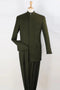 Cheap Priced Suit  - Mens Mandarin Banded Collar French Front Green Suit
