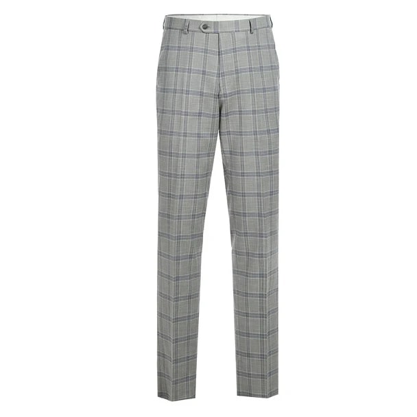 Renoir Clothing - Renoir Suit - Renoir Fashion - Stretch Performance 2-button Slim Fit Grey And Blue Check Renoir Suit - Coat Size 38