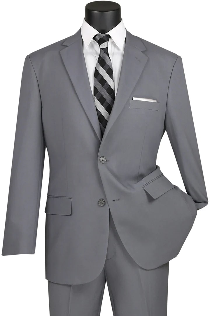 Cheap Priced Suit - Mens 2 Button Classic Poplin Grey Suit