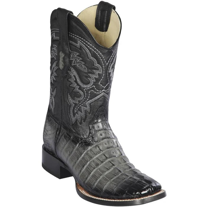 Los Altos Boots - Mens Dress Cowboy Boot - Low Priced Grey Caiman Boots- in Grey - 6