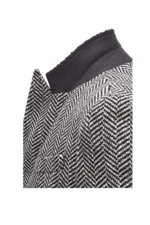 men's Double Breasted Gray Herringbone Tweed Six Button Overcoat