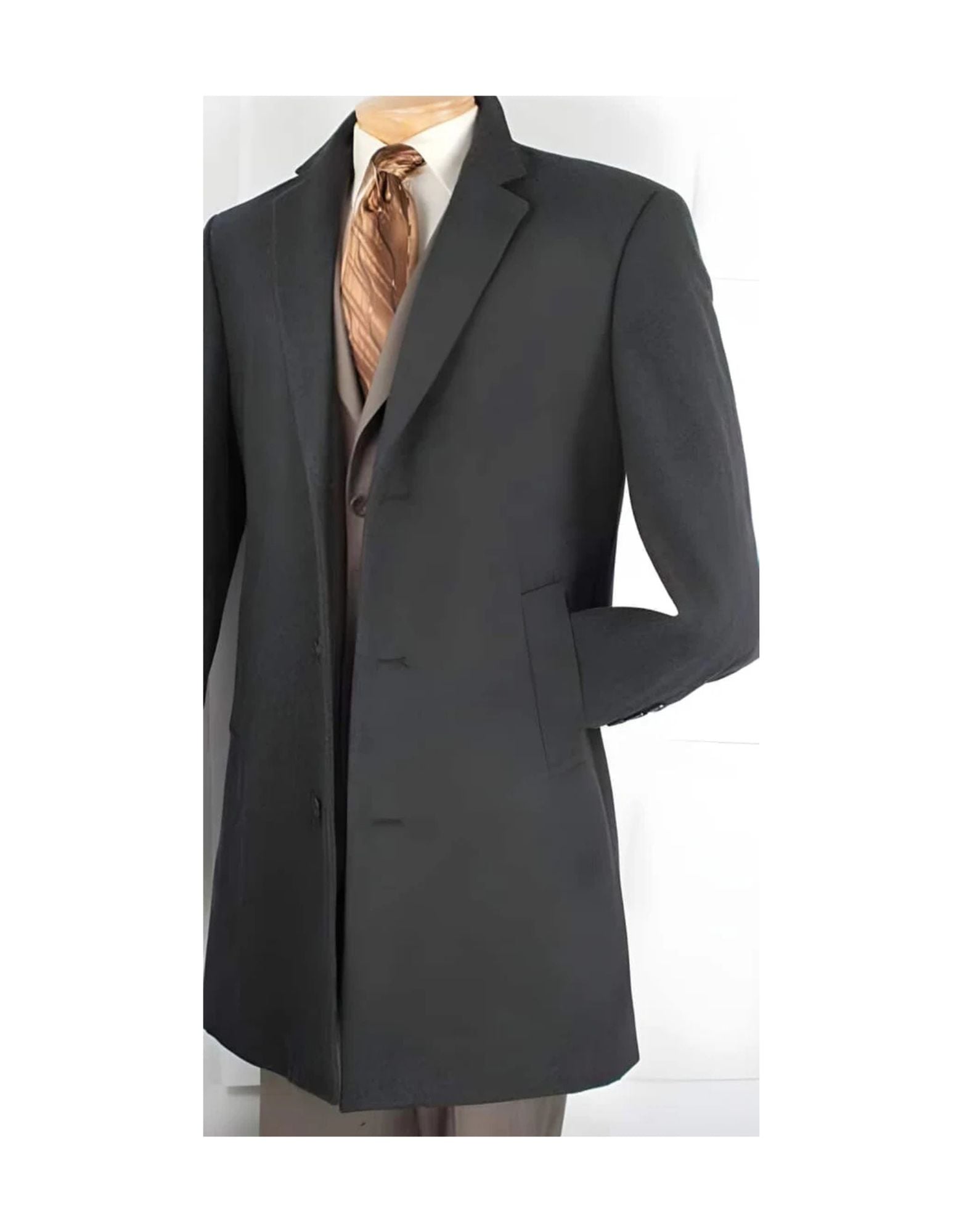 men's Car Coat - Mid length Wool Coat Collection in a Soft Blend - Dark Charcoal Masculine color Grey Overcoat - Coat Size 38