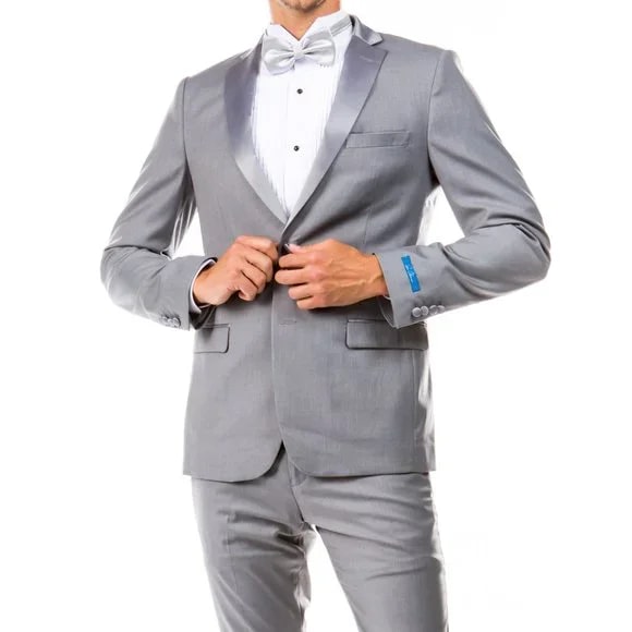 Mens Grey Tuxedo 2-PC Hybrid Fit By Sean Alexander - 38 Short Jacket+32 Waist Adjustable 28to34)(Height: 5 4 to5 7 )(Neck 15-16.5)S-M)