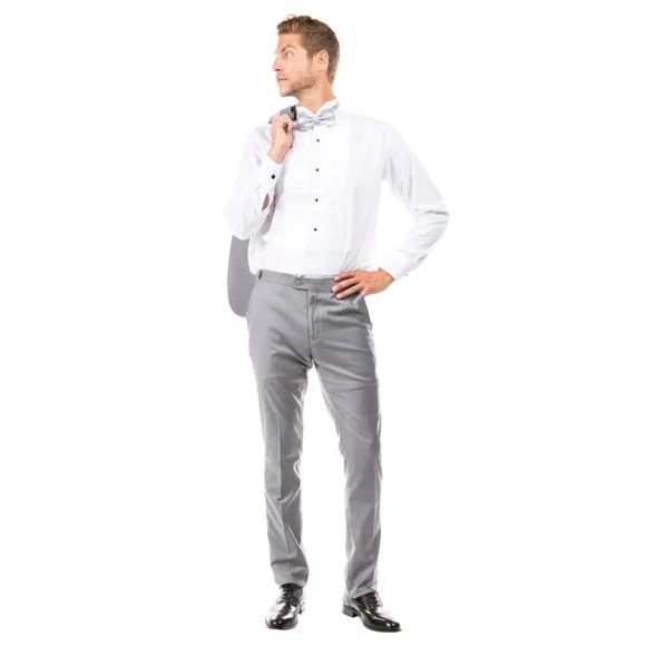 Mens Grey Tuxedo 2-PC Hybrid Fit By Sean Alexander - 38 Short Jacket+32 Waist Adjustable 28to34)(Height: 5 4 to5 7 )(Neck 15-16.5)S-M)