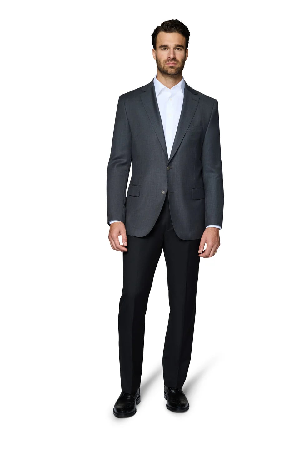 Grey Elegant Wool Modern Fit Blazer - 62 Regular