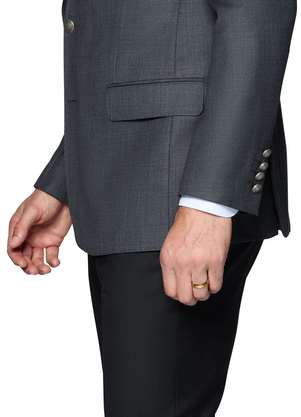 Grey Elegant Wool Modern Fit Blazer - 62 Regular