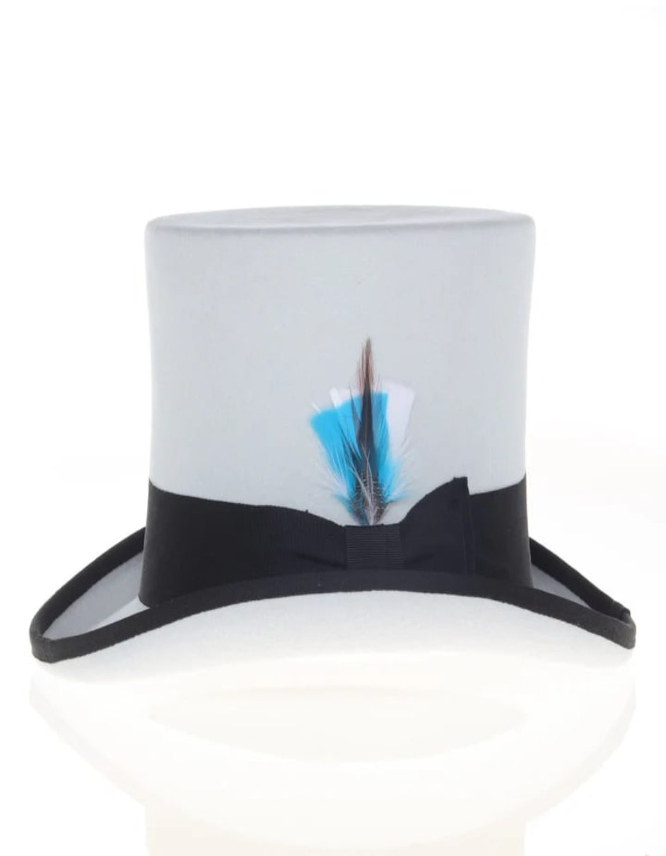 Victorian Steampunk Top Hat - 1800 19th Century - Dressy Loden Felt Top Grey and Black Hat - S