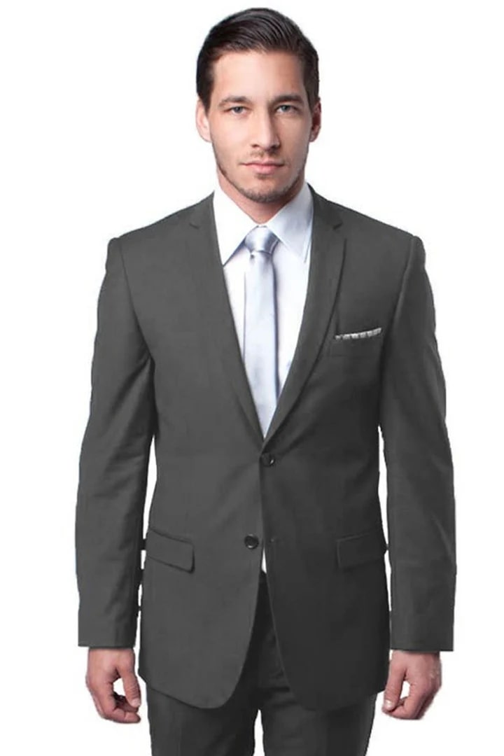 Cheap Priced Suit - Men's Basic 2 Button Slim Fit Wedding Grey Suit - 38 Short Jacket+32 Waist Adjustable 28to34)(Height: 5 4 to5 7 )(Neck 15-16.5)S-M)