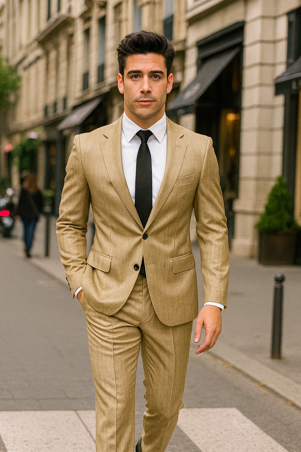 Alberto Nardoni Tan~Khaki~Taupe Vested Linen Wedding Suit - 38 Long + 32 Waist(Adjust 2" Large and amp 4")