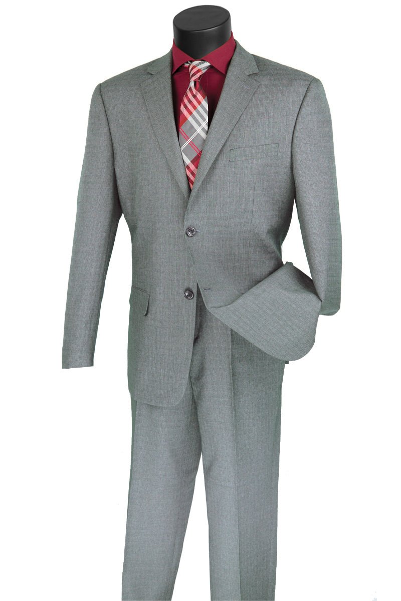 Mens 2 Button Modern Textured Weave Suit in Grey - 36 Short