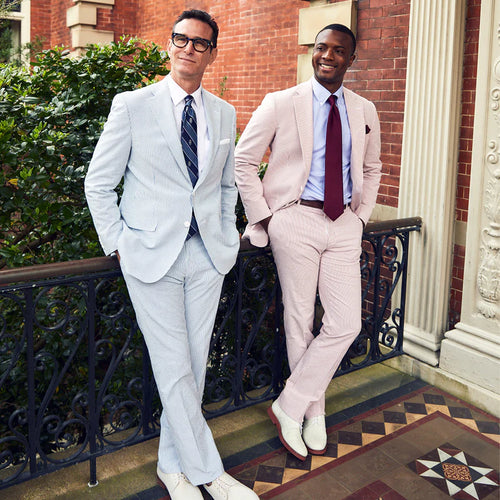 Seersucker Blazer - "Sapphire Blue" Seersucker Sport Coat Sapphire Blue Seersucker Stretch Sport Coat