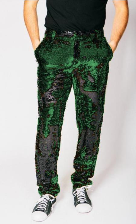 Mens Sequin Pants - Hunter Dress Party Pants - Dress Size Pants : 28