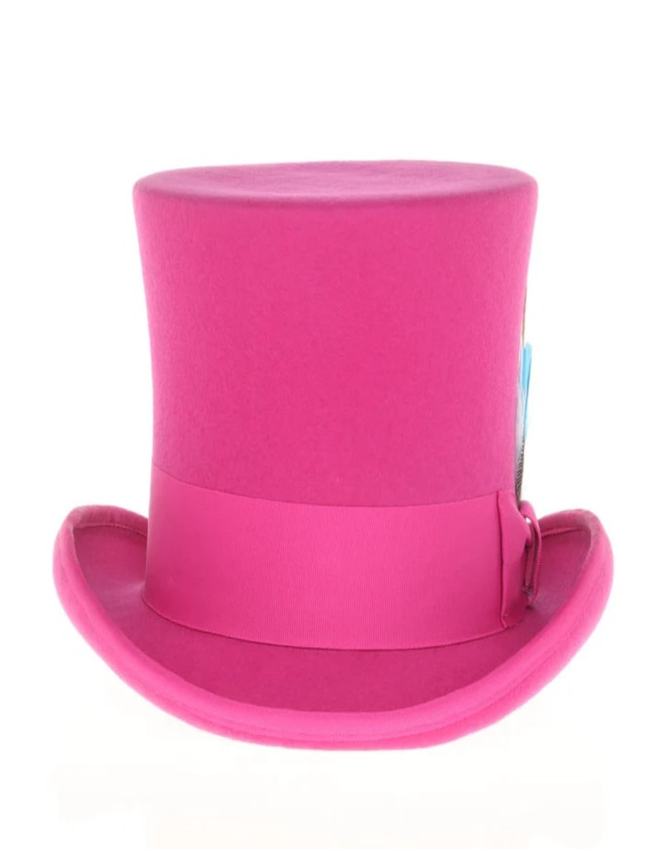 Victorian Steampunk Top Hat - 1800 19th Century - Dressy Loden Felt Top Hot Pink Fuschia Hat - S
