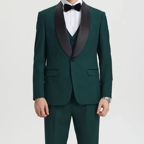 Stacy Adams 3pc Tuxedo Shawl Lapel, Hunter Green