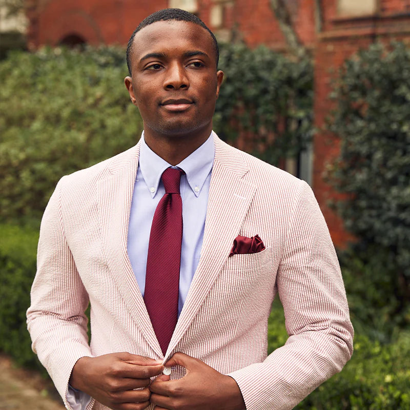 Seersucker Blazer - "Hurricane Red" Seersucker Sport Coat Hurricane Red Seersucker Stretch Sport Coat - 38 R