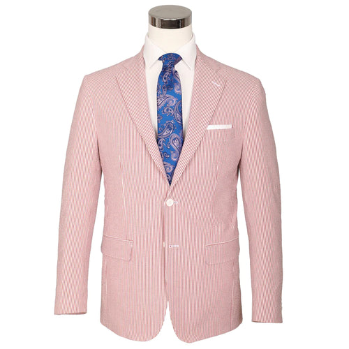 Seersucker Blazer - "Hurricane Red" Seersucker Sport Coat Hurricane Red Seersucker Stretch Sport Coat