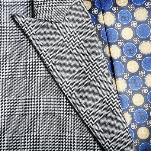 Conrad Skinny Slim Fit Grey 2pc Glen Plaid Peak Lapel Suit