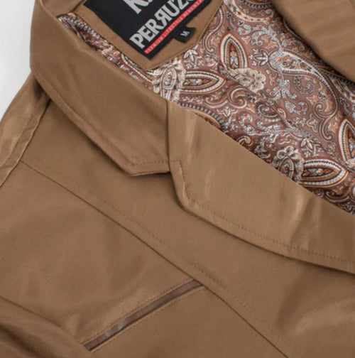 Men's Western Camel Blazer Slim Fit Shiny Finish Sport Coat for Weddings, Parties & Formal Events
