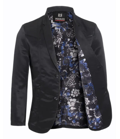 Men's Western Black Blazer Slim Fit Shiny Finish Sport Coat for Weddings, Prom & Formal Events