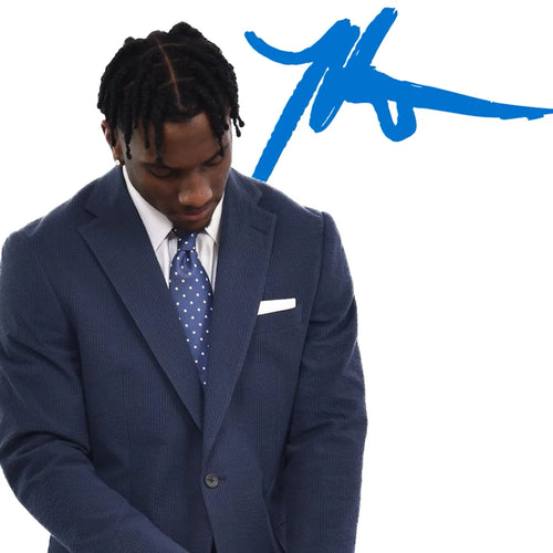 Seersucker Blazer - "Navy/Black" Seersucker Sport Coat Vieux Carre Navy/Black Seersucker Stretch Sport Coat