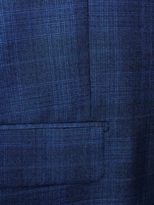 Pompey Collection - Men's Glen Plaid Dress Suit 2 Piece Regular Fit in Blue