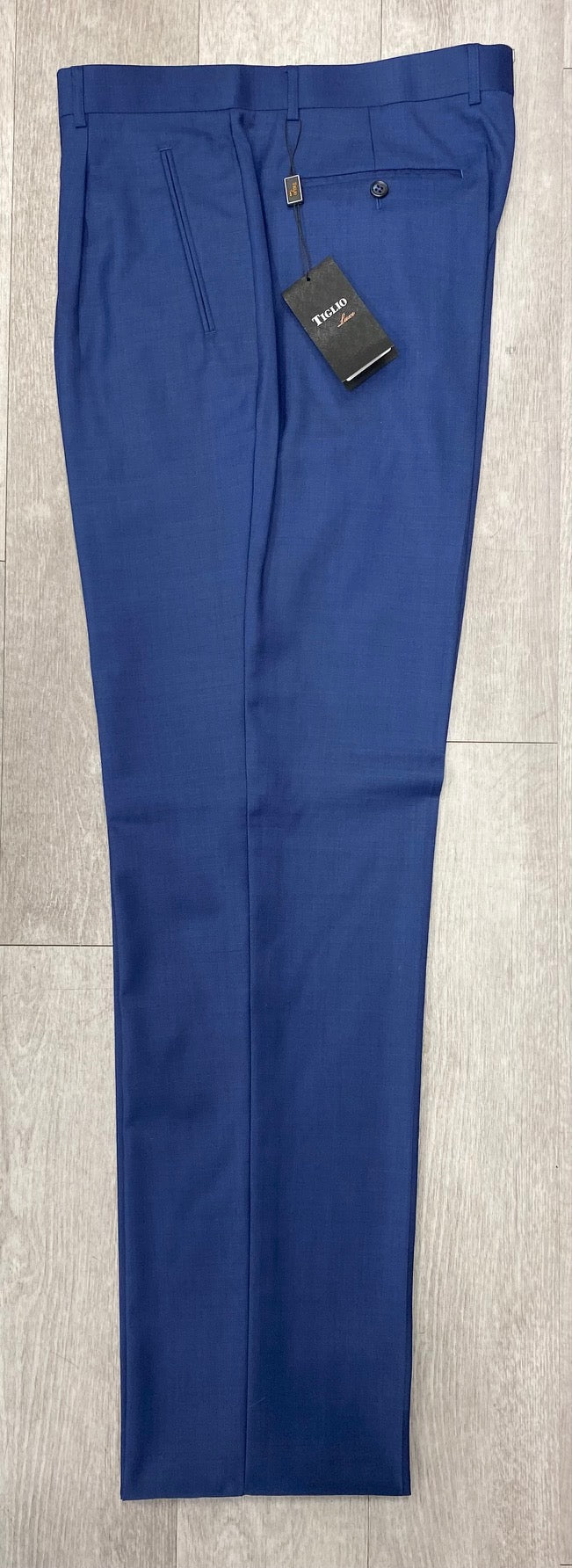 Tiglio Luxe 2521 Comfort Fit Single Pleated Pants 18+ Inch Leg TS4066/2 Blue (SIZE 48 ONLY) - 48