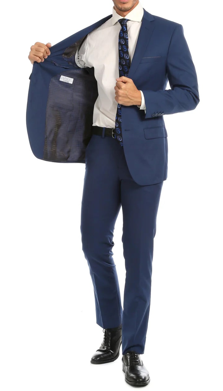 Windsor Indigo Slim Fit 2pc Suit - 38 Short Jacket+32 Waist Adjustable 28to34)(Height: 5 4 to5 7 )(Neck 15-16.5)S-M)