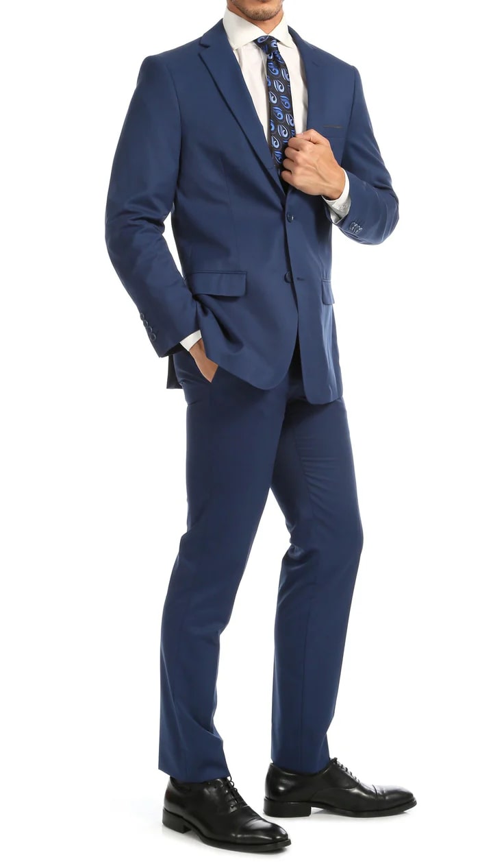 Windsor Indigo Slim Fit 2pc Suit - 38 Short Jacket+32 Waist Adjustable 28to34)(Height: 5 4 to5 7 )(Neck 15-16.5)S-M)