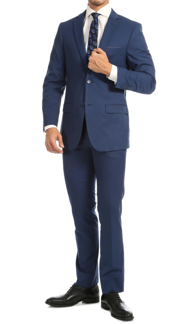 Windsor Indigo Slim Fit 2pc Suit - 38 Short Jacket+32 Waist Adjustable 28to34)(Height: 5 4 to5 7 )(Neck 15-16.5)S-M)