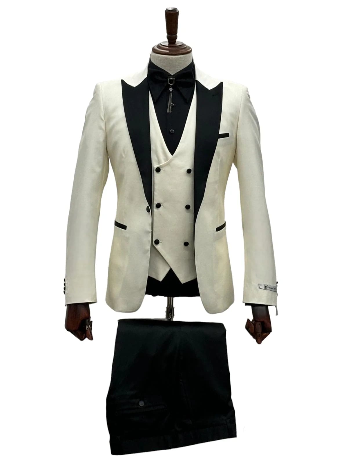 Ivory Tuxedo - Cream Wedding Suit - Off White Groom 1 Button Suit - 38 Short Jacket+32 Waist Adjustable 28to34)(Height: 5 4 to5 7 )(Neck 15-16.5)S-M)
