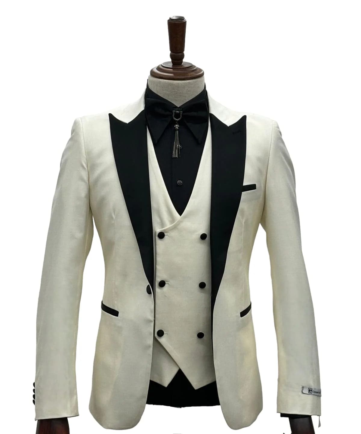 Ivory Tuxedo - Cream Wedding Suit - Off White Groom 1 Button Suit - 38 Short Jacket+32 Waist Adjustable 28to34)(Height: 5 4 to5 7 )(Neck 15-16.5)S-M)