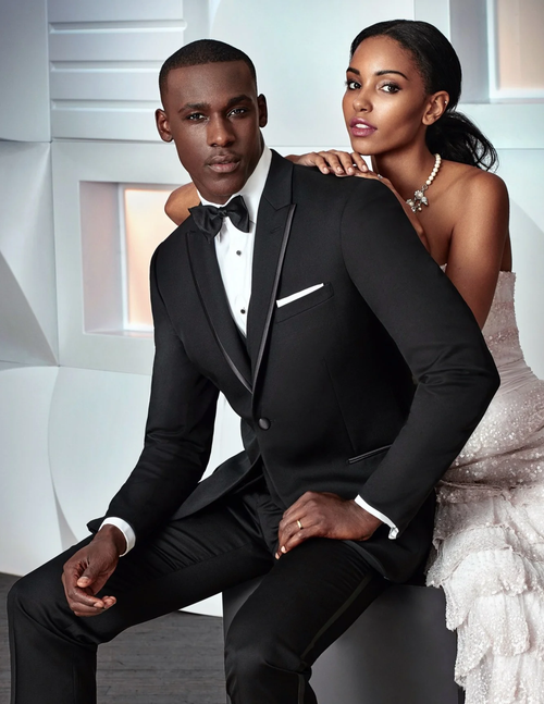 Mens Designer Peak Trim Ashton Tuxedo Black