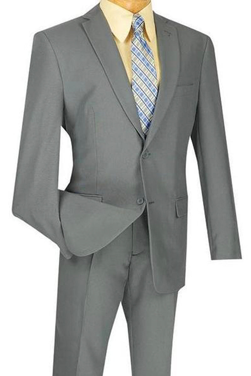 Mens 2 Button Slim Fit Poplin Suit in Grey - 36 Short