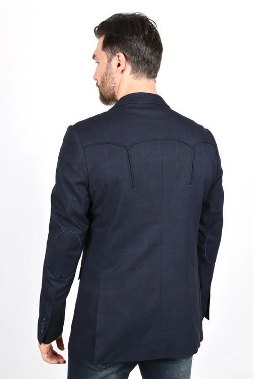 Mens Navy Platini Western Blazer β Stylish Frontier Sport Coat
