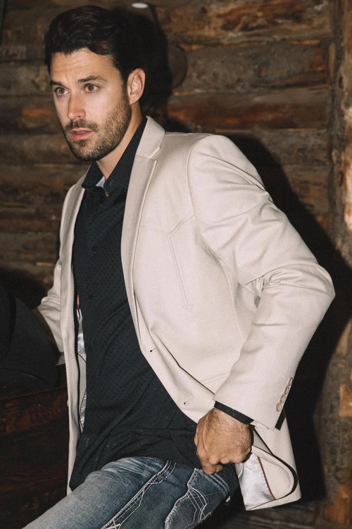 Platini Beige Western Sport Coat for Men β Light Tone Frontier Jacket