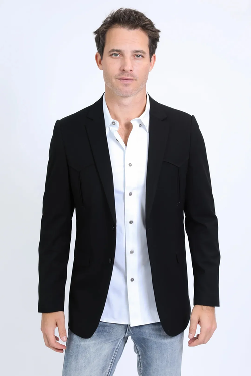 Black Western Sport Coat for Men by Platini β Bold Casual Blazer
