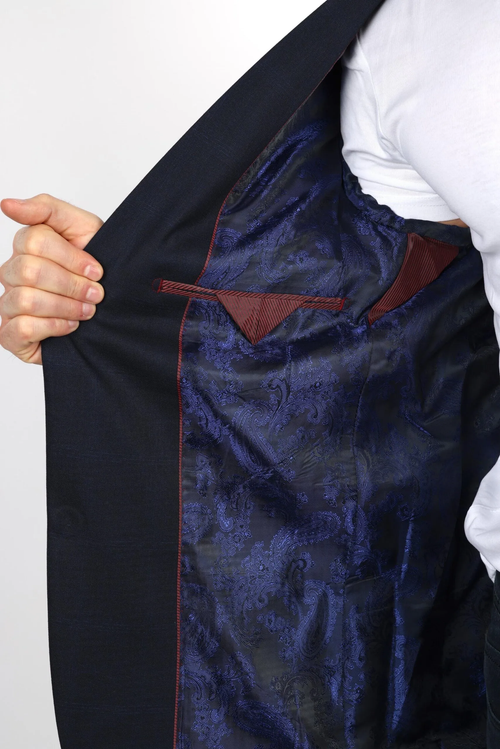 Mens Navy Platini Western Blazer β Stylish Frontier Sport Coat