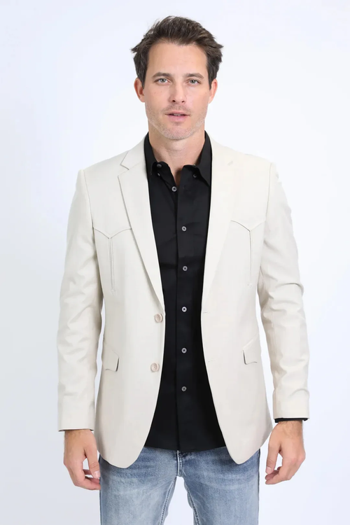 Platini Beige Western Sport Coat for Men β Light Tone Frontier Jacket