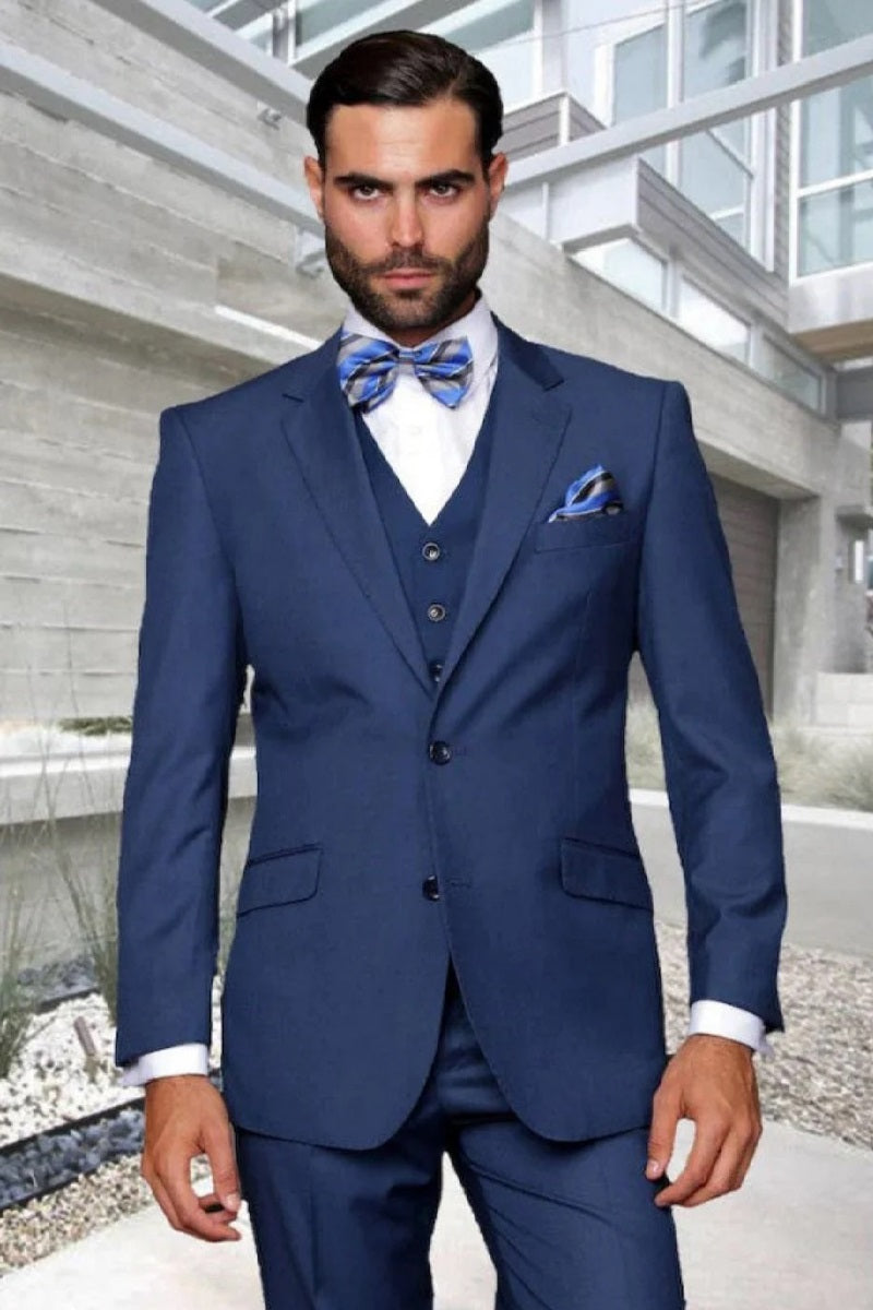 Big and Tall Suit - 3 PC Indigo Extra Long Modern Fit Suit - Coat Size 38