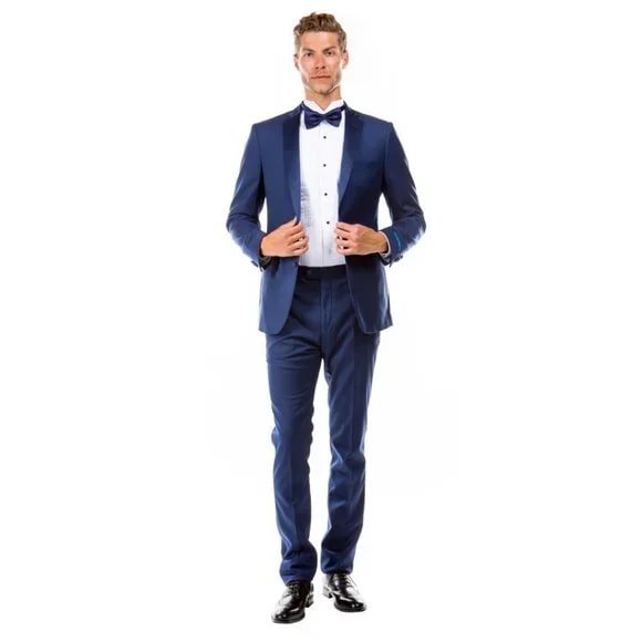 Mens Indigo Tuxedo 2Pc Hybrid Fit By Sean Alexander - 38 Short Jacket+32 Waist Adjustable 28to34)(Height: 5 4 to5 7 )(Neck 15-16.5)S-M)