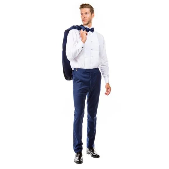 Mens Indigo Tuxedo 2Pc Hybrid Fit By Sean Alexander - 38 Short Jacket+32 Waist Adjustable 28to34)(Height: 5 4 to5 7 )(Neck 15-16.5)S-M)