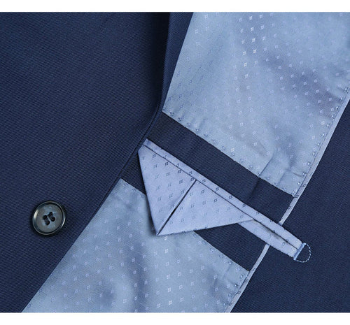 Cheap Priced Suit- Mens Basic Two Button Slim Fit Indigo Navy Blue Suit