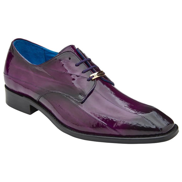 Men's Belvedere Hand Painted Eel Skin Dress Shoe in Antique Purple - 9-M
