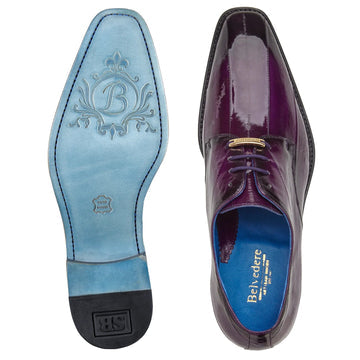 Men's Belvedere Hand Painted Eel Skin Dress Shoe in Antique Purple - 9-M