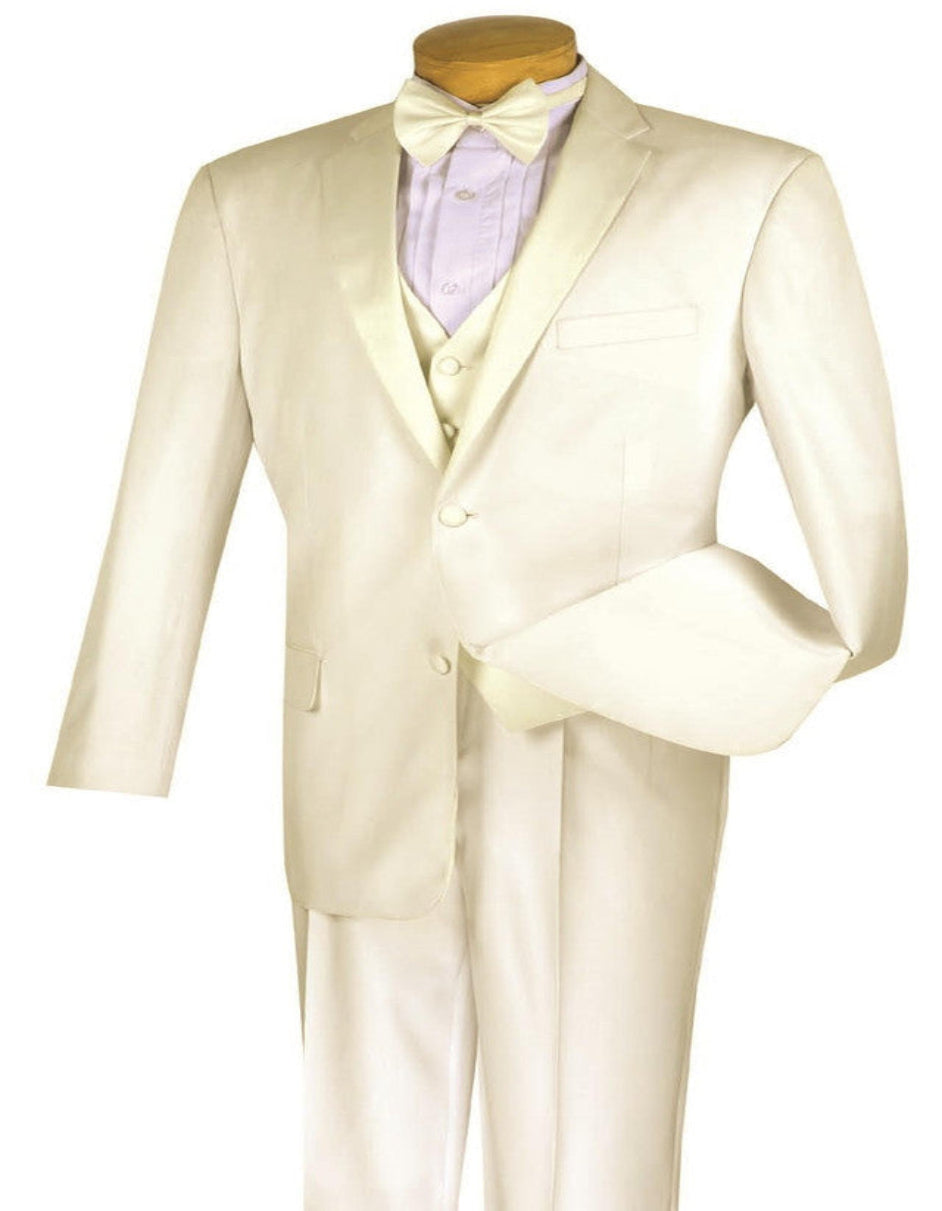 Mens Wedding Suit Stylish Ivory Cream Tuxedo - 38 Short Jacket+32 Waist Adjustable 28to34)(Height: 5 4 to5 7 )(Neck 15-16.5)S-M)