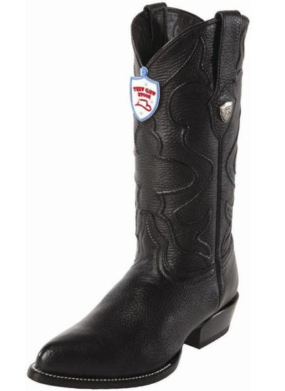 Wild West Men's Handcrafted 1.5 Heel Genuine Elk Leather J Toe Style Dress Cowboy Boot Cheap Priced For Sale Online Black