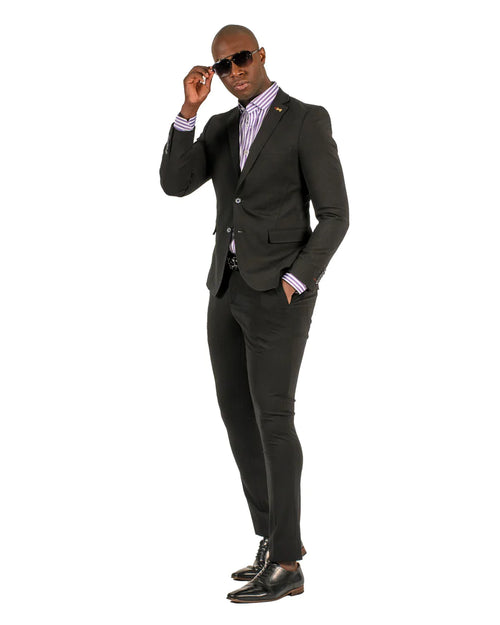 Stretch Fabric - "Black" Light Weight Suit - Slim Fitted Suit "Style #"