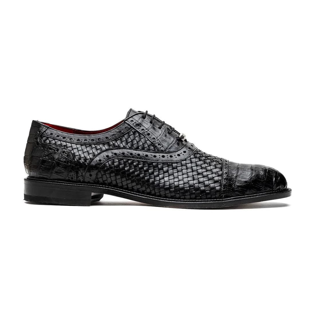 Marco Di Milano John Men's Shoes Exotic Caiman Crocodile / Woven Leather Dress Oxfords - 8.5
