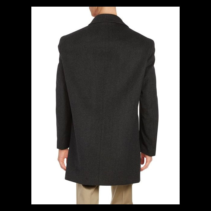 Jake Wool-Blend Fly-Front Topcoat,charcoal overcoat - Coat Size 38