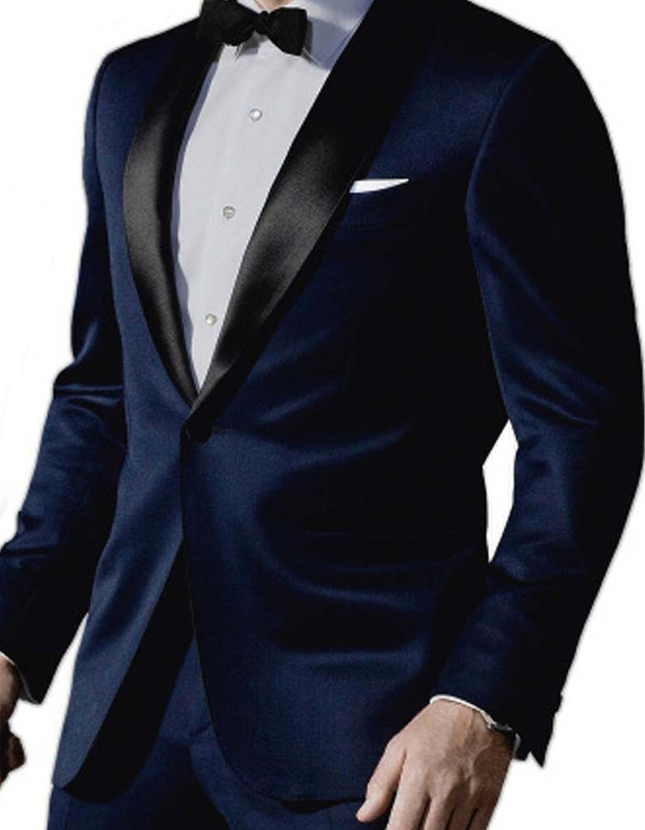 Mens 007 James Bond Navy Wool Tuxedo - 38 Short Jacket+32 Waist Adjustable 28to34)(Height: 5 4 to5 7 )(Neck 15-16.5)S-M)